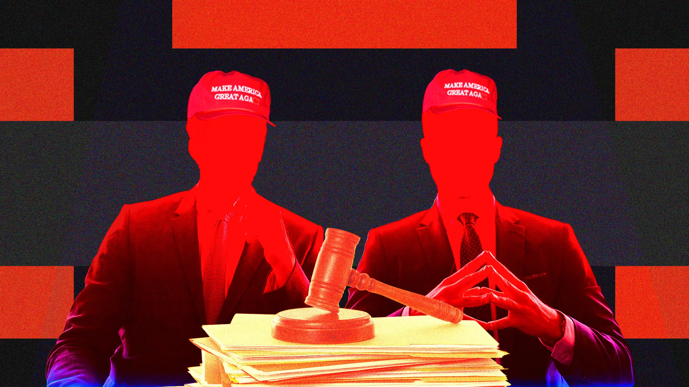 Photo Illustration of Trump Officials guarding Court Rulings