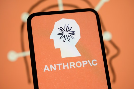 The Anthropic logo is displayed on the screen of a smartphon