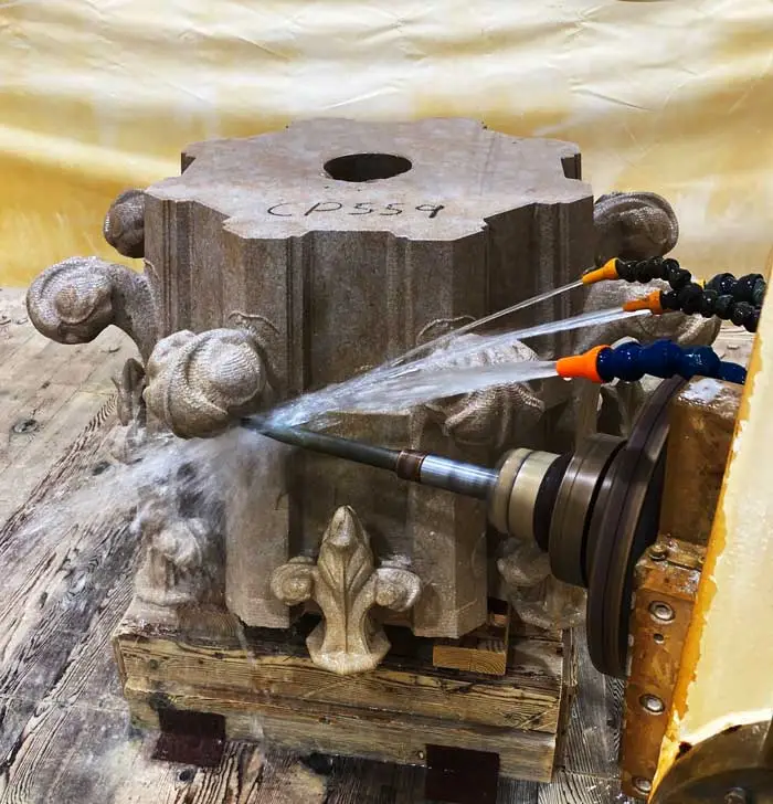 CNC carving of a Gothic pinnacle by the Carmelite Monks