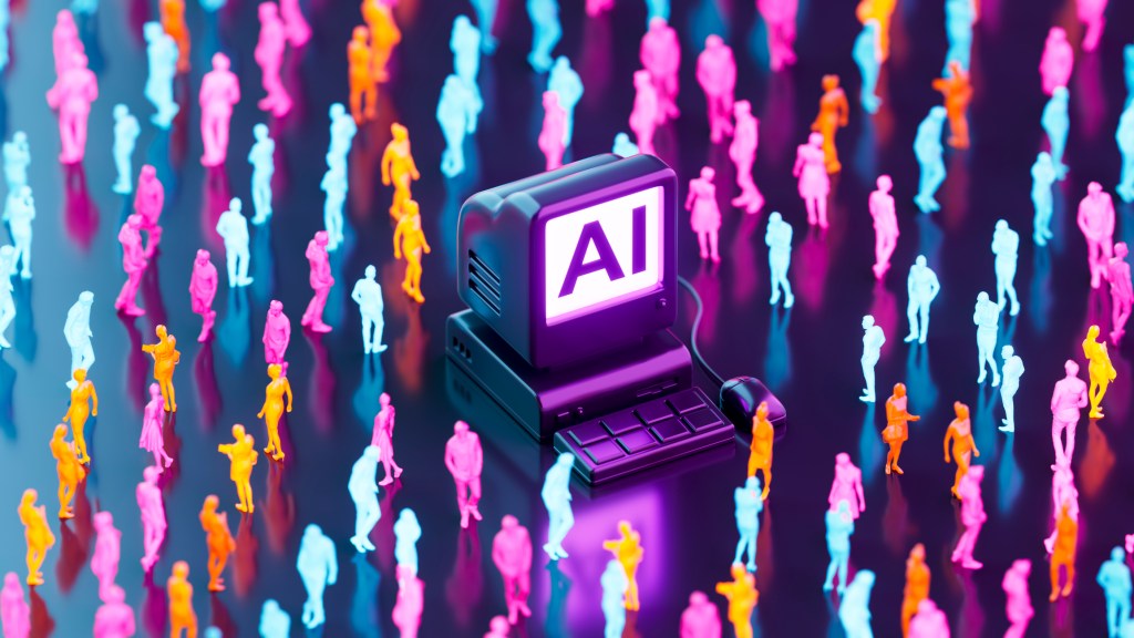 A digitally generated image featuring an old-style computer