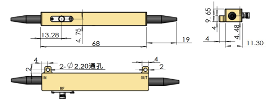 铌酸锂相位调制器外形与安装尺寸